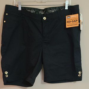 16W Womens Black Midrise Shorts by Lee